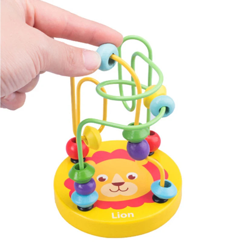 Montessori Toys Educational Wooden Toys for Children Early Learning Boys Girls Wooden Circles Bead Wire Maze Roller Coaster