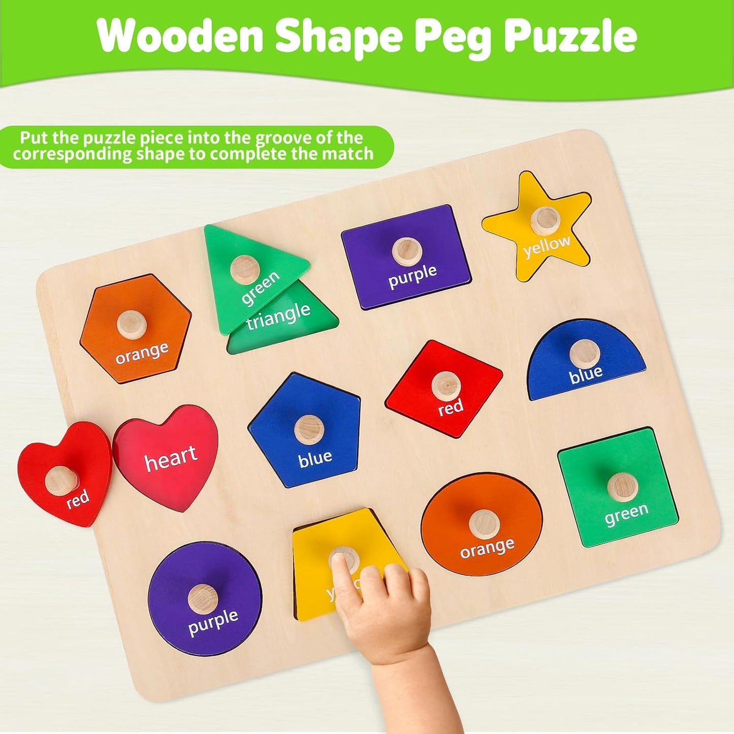 Montessori Toys for Toddlers 1, 2, 3 Year Old, Wooden Shape Learning Puzzles